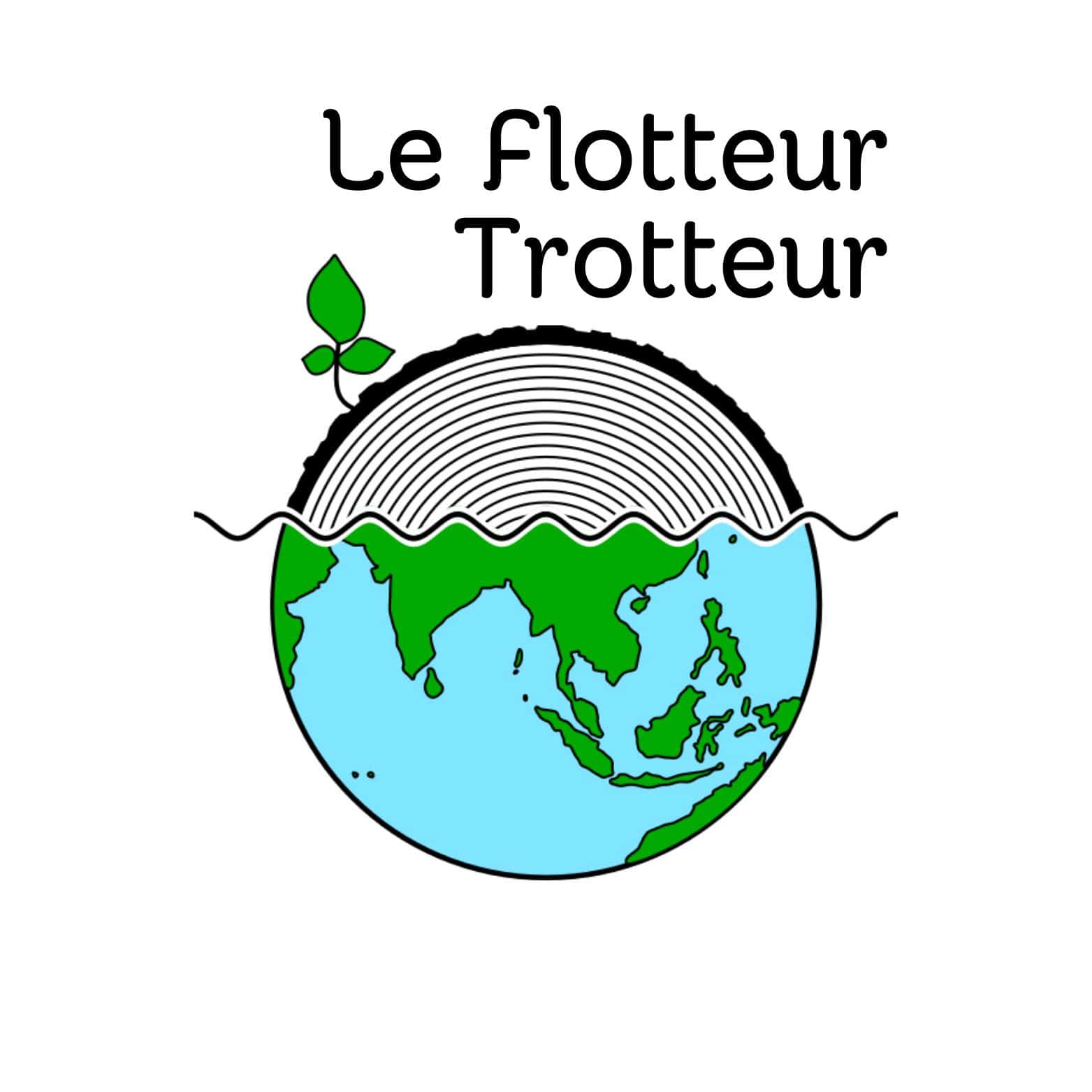 Fleuve et planète Terre illustrés avec une feuille verte, symbolisant l'écologie et la respect de la.